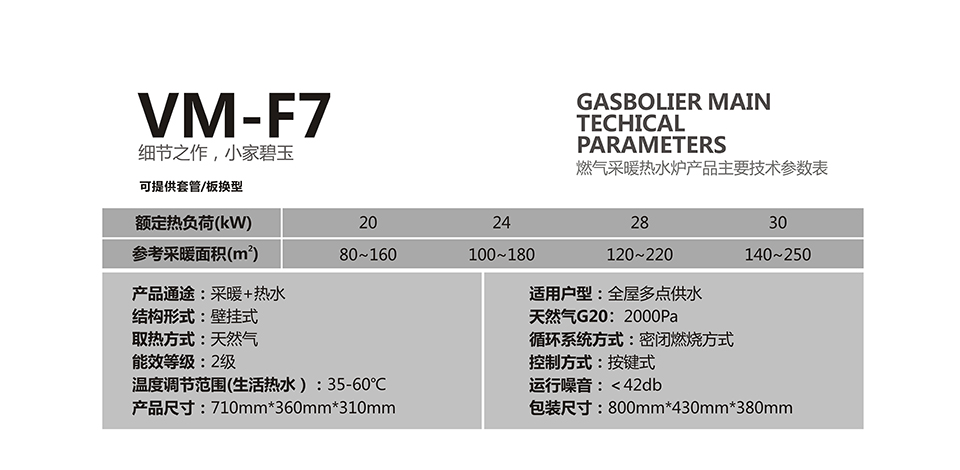 燃氣壁掛爐采暖爐VM-F7參數(shù)